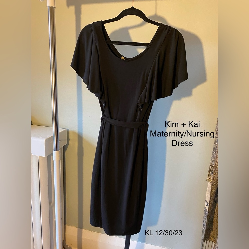 Silky Maternity and Nursing-friendly Black Dress by Kim + Kai